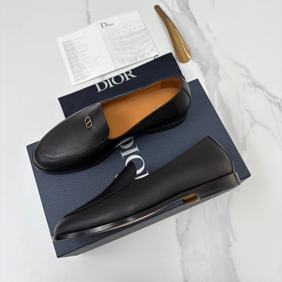 Black Leather Plain Loafer - Men's