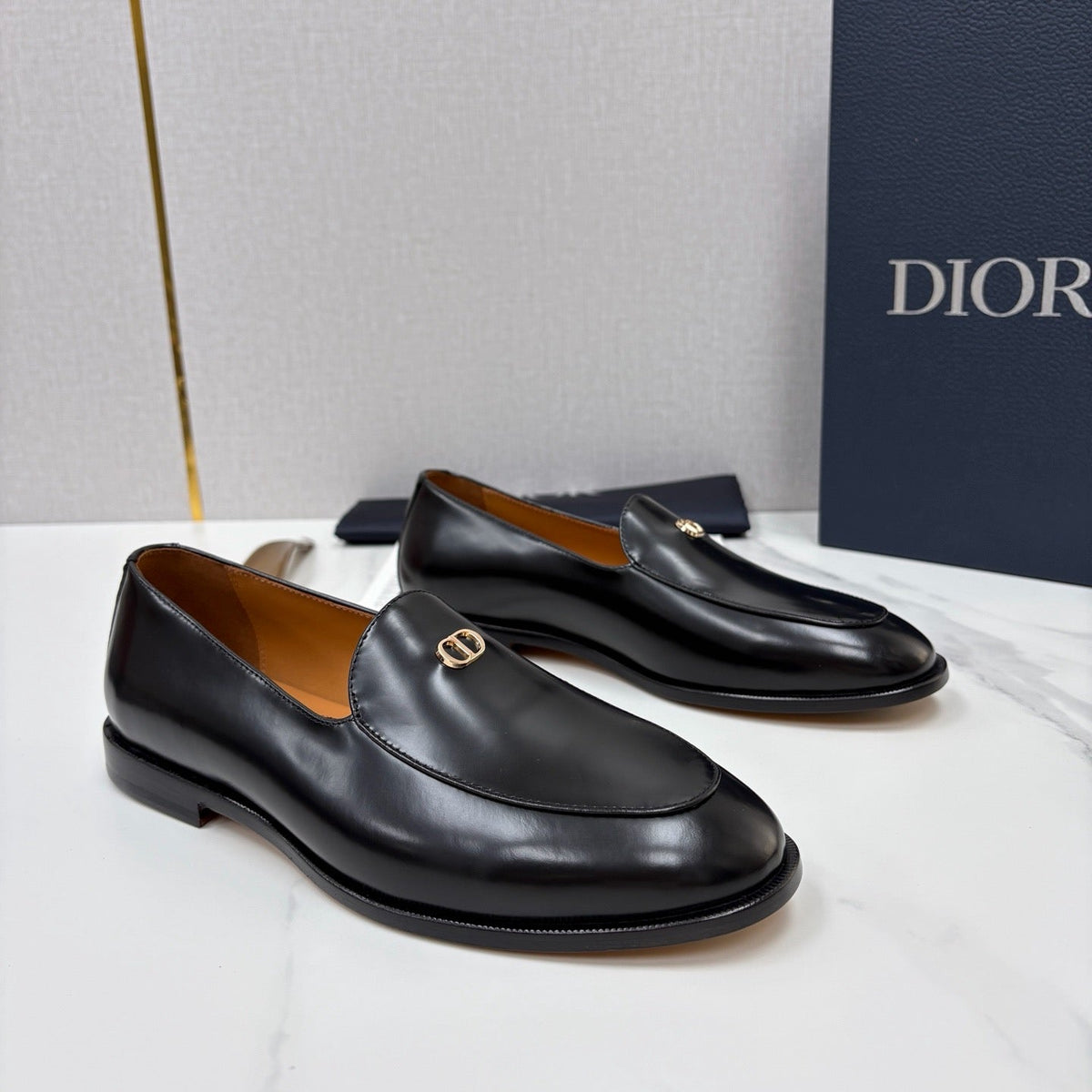 Black Leather Buckle Loafer - Men's