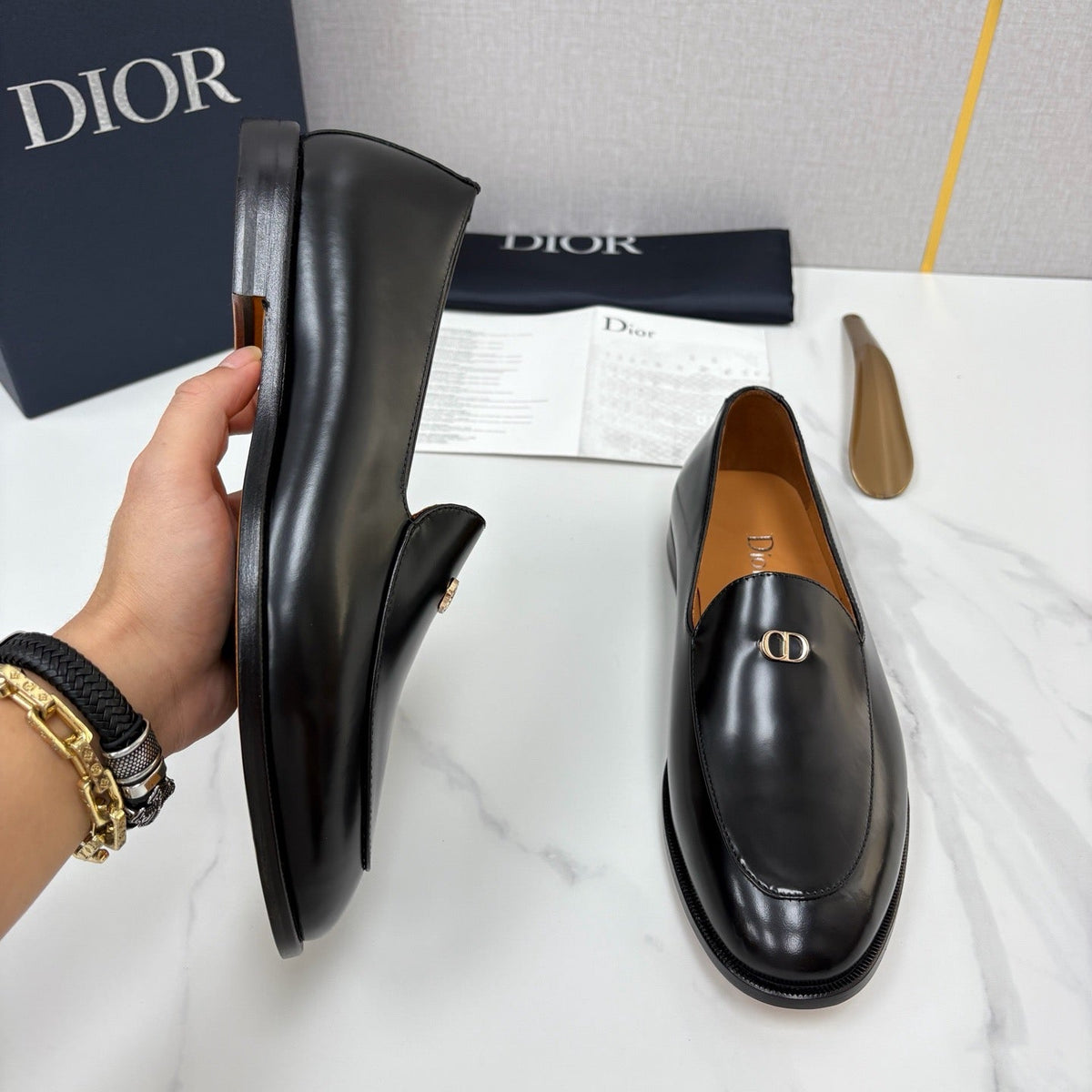 Black Leather Buckle Loafer - Men's