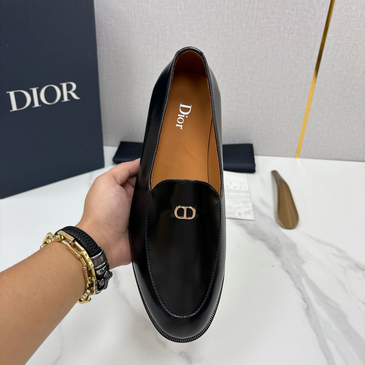 Black Leather Buckle Loafer - Men's