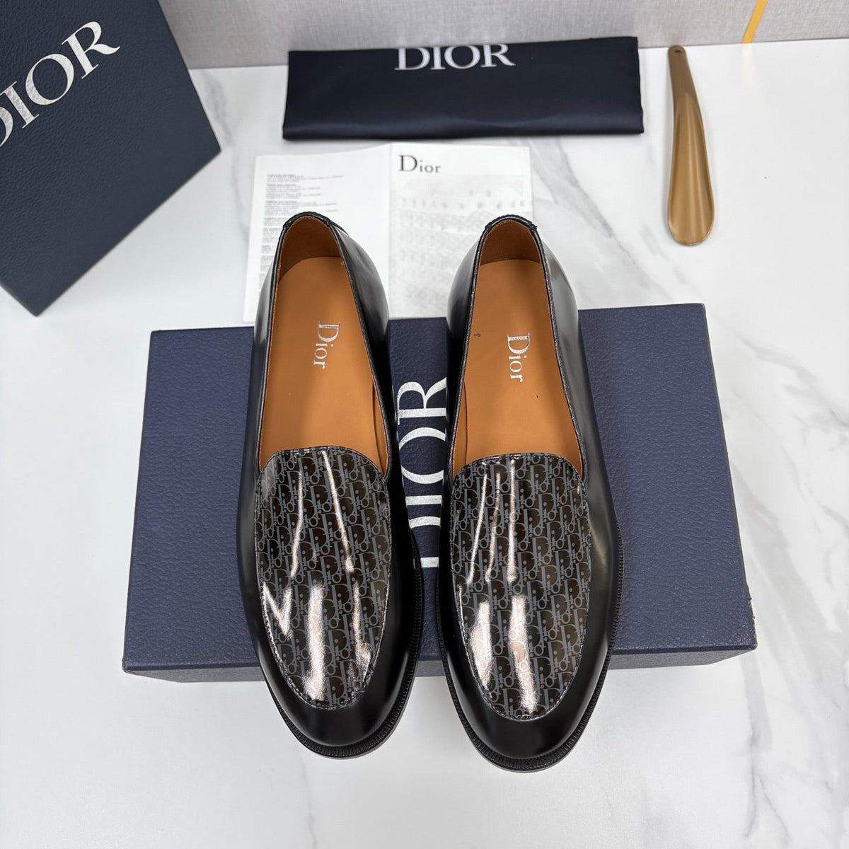 Black Leather Woven Strap Loafer - Men's