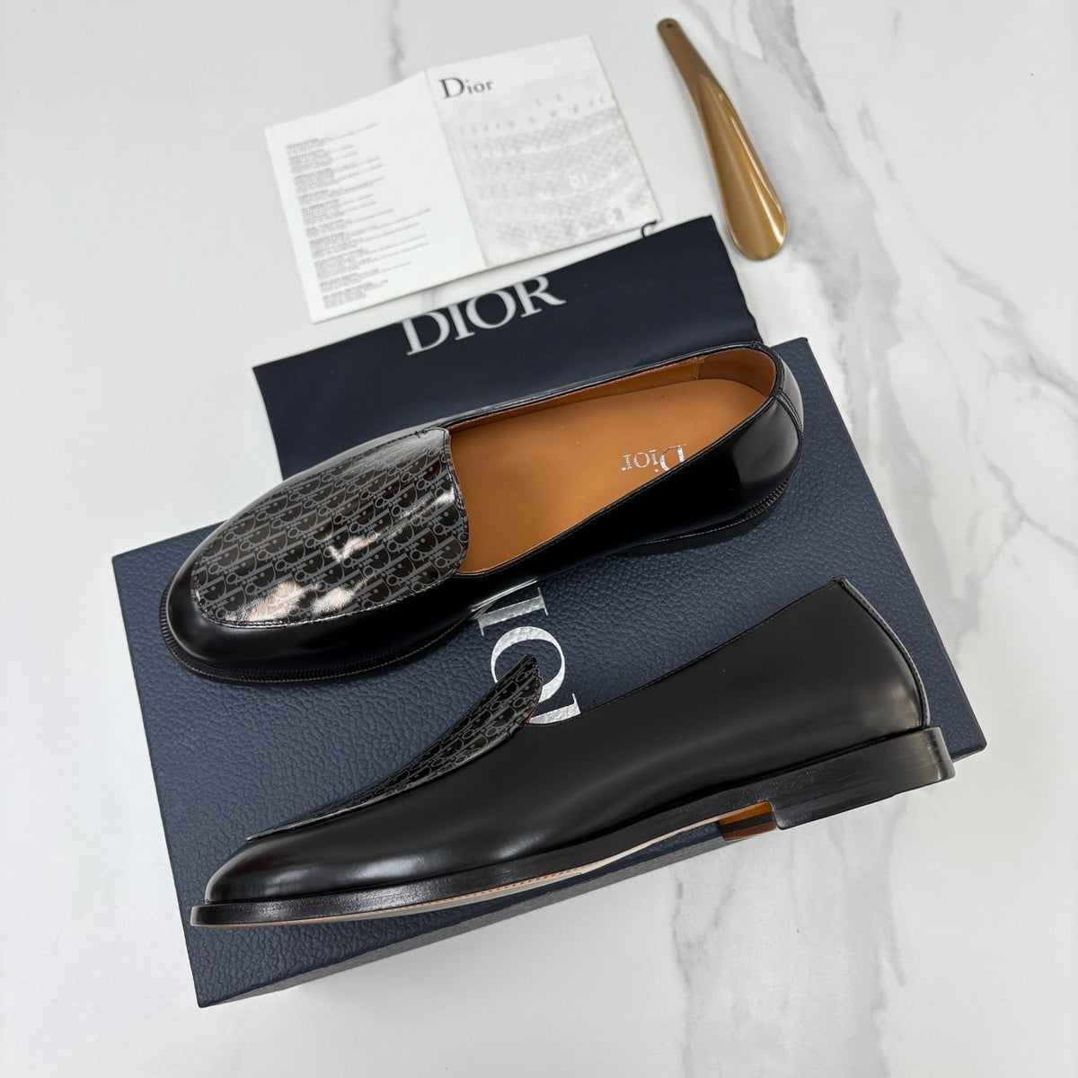 Black Leather Woven Strap Loafer - Men's