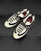 Cream Leather Two-Tone Low-Top - Women's