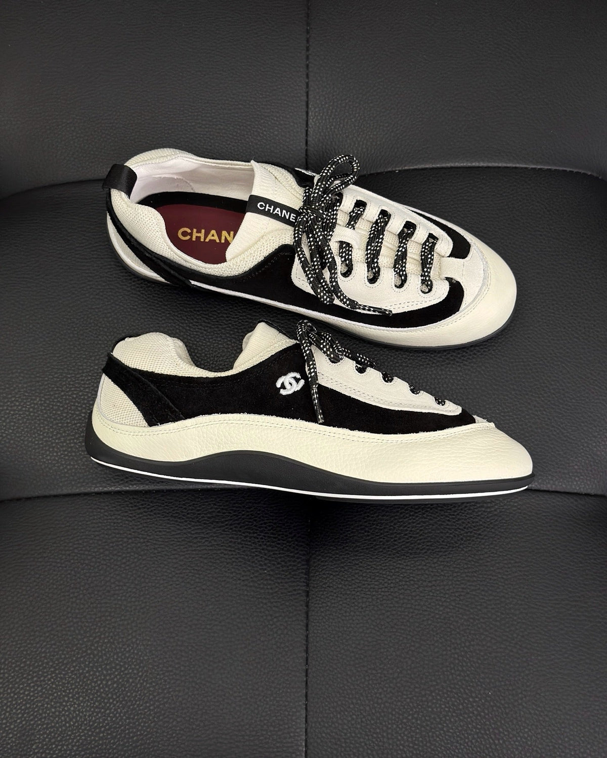 Cream Leather Two-Tone Low-Top - Women's