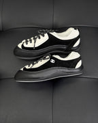 Cream Leather Panelled Low-Top - Women's