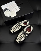 Cream Leather Low-Top with Red Trim - Women's