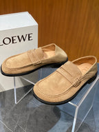 Black Leather Lug Sole Penny Loafer - Men's