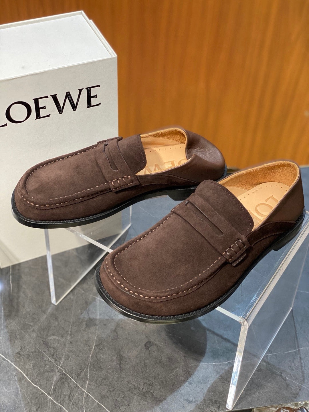 Black Leather Lug Sole Penny Loafer - Men's