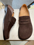 Black Leather Lug Sole Penny Loafer - Men's