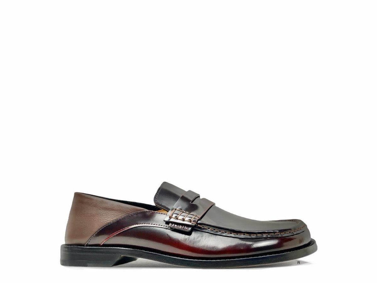 Black Leather Lug Sole Penny Loafer - Men's