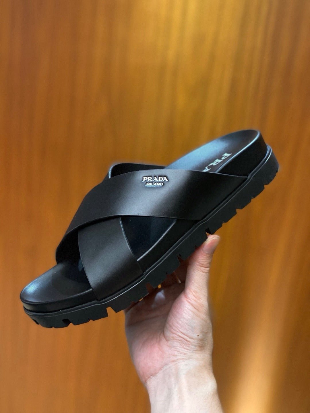 Black Leather Plain Crossover - Men's