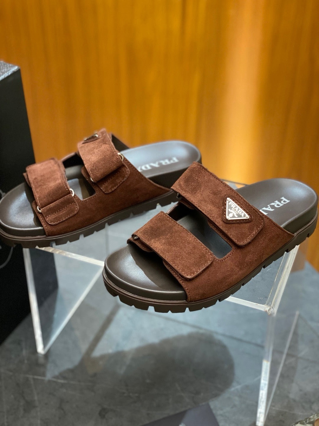Black Leather Buckle Double Strap - Men's