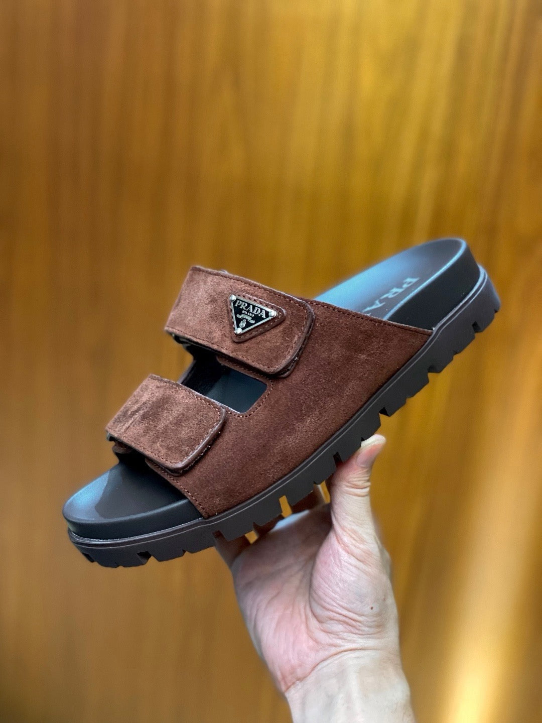 Black Leather Buckle Double Strap - Men's