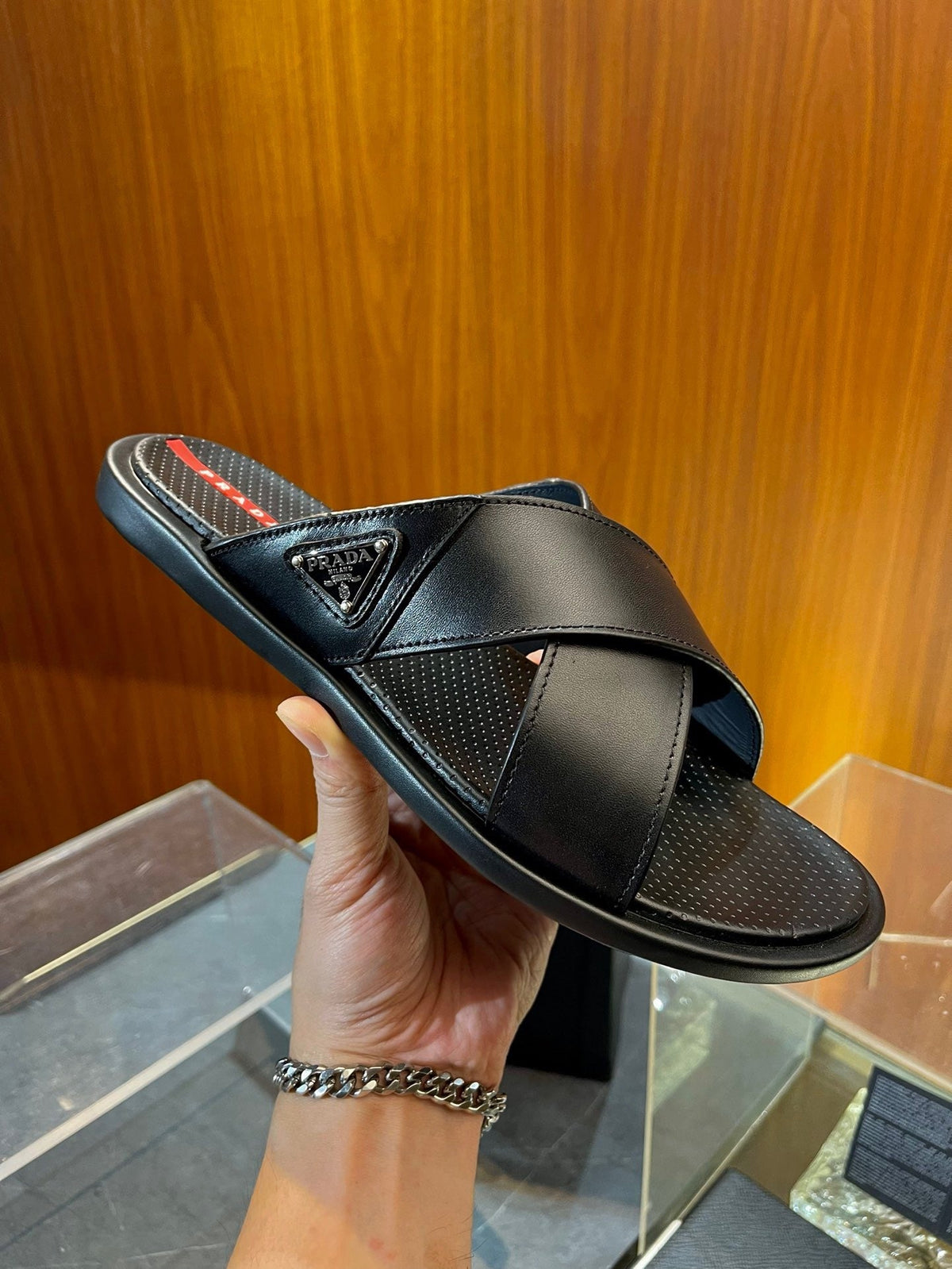 Black Rubber Text Logo Crossover - Men's