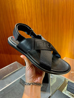 Black Rubber Text Logo Crossover - Men's