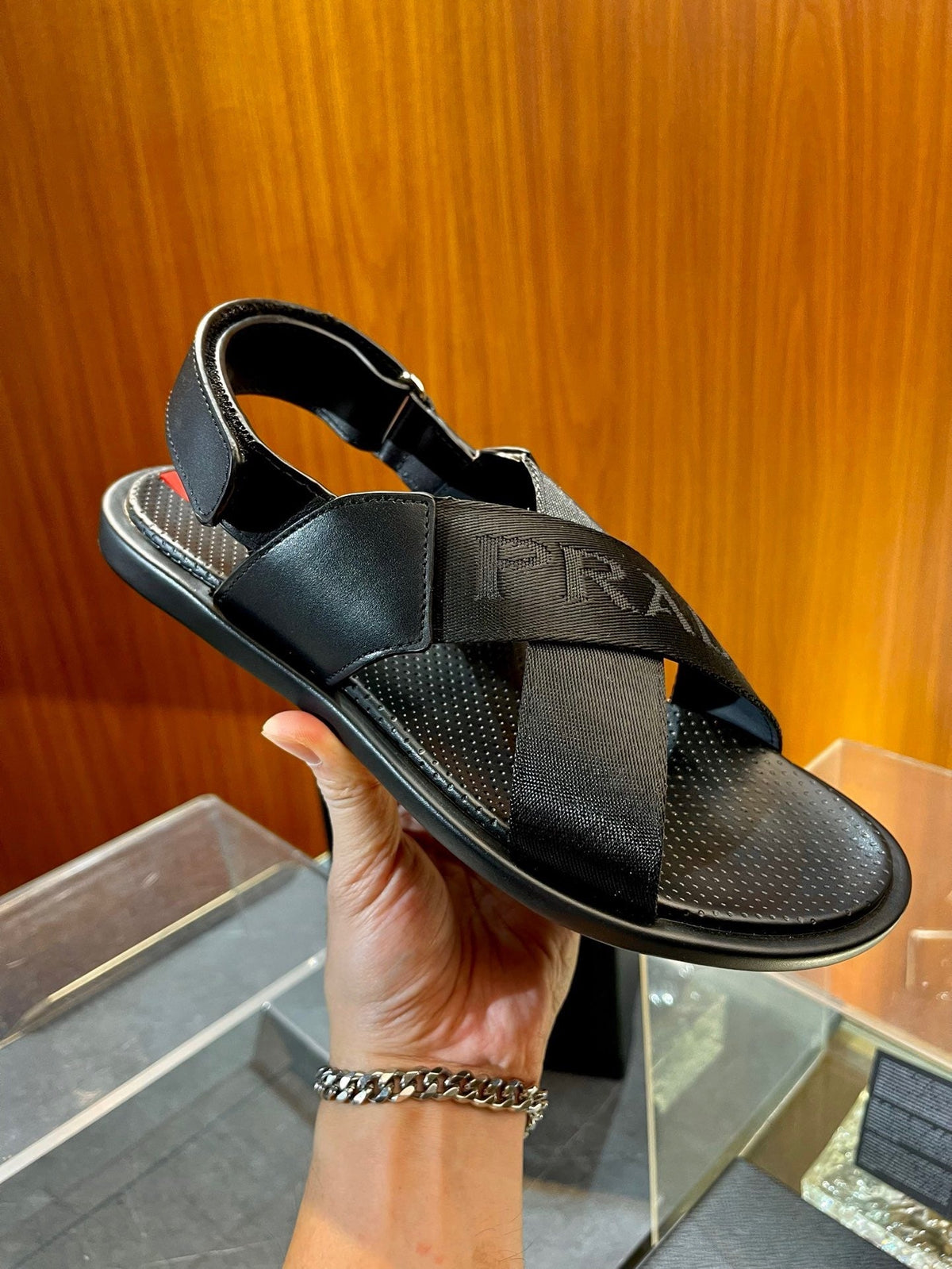 Black Rubber Text Logo Crossover - Men's