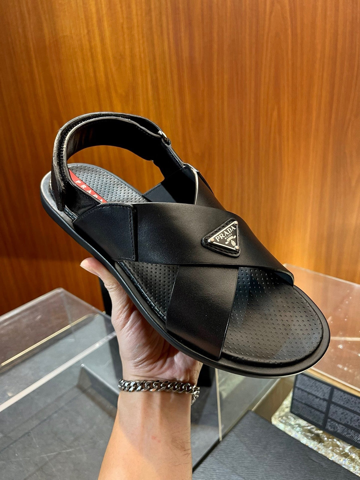 Black Rubber Text Logo Crossover - Men's