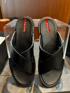 Black Rubber Text Logo Crossover - Men's