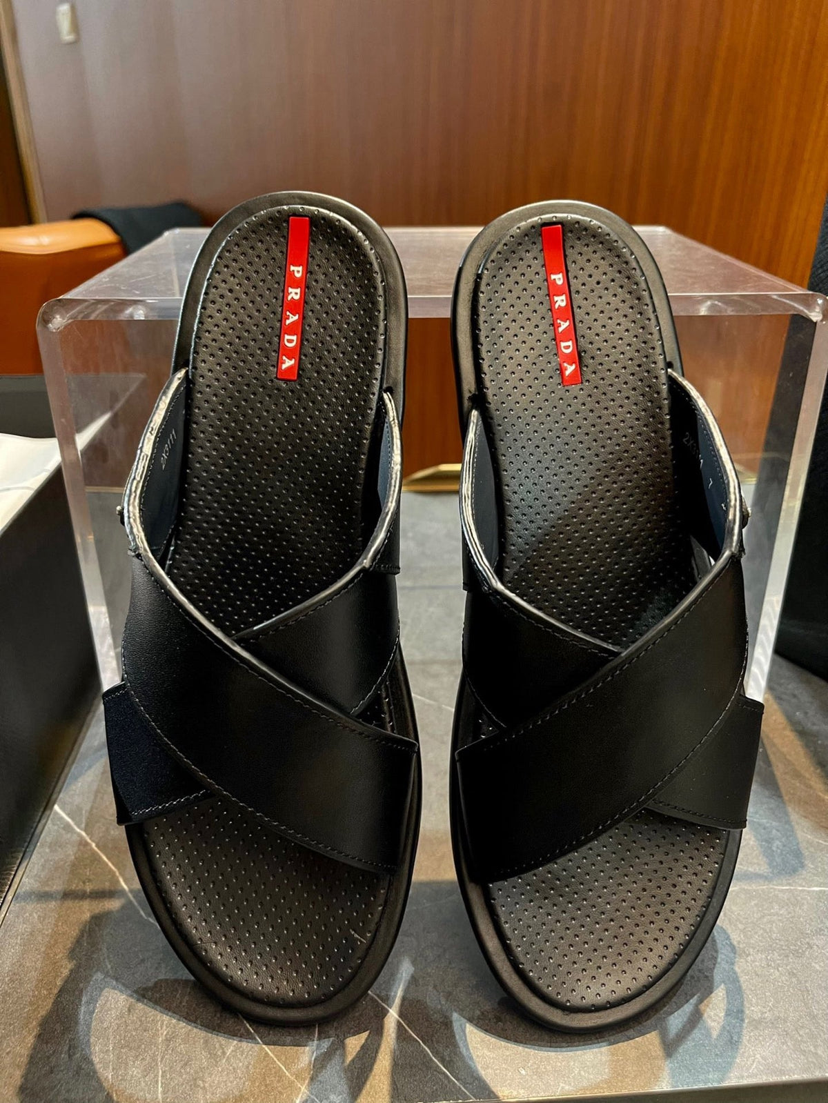 Black Rubber Text Logo Crossover - Men's