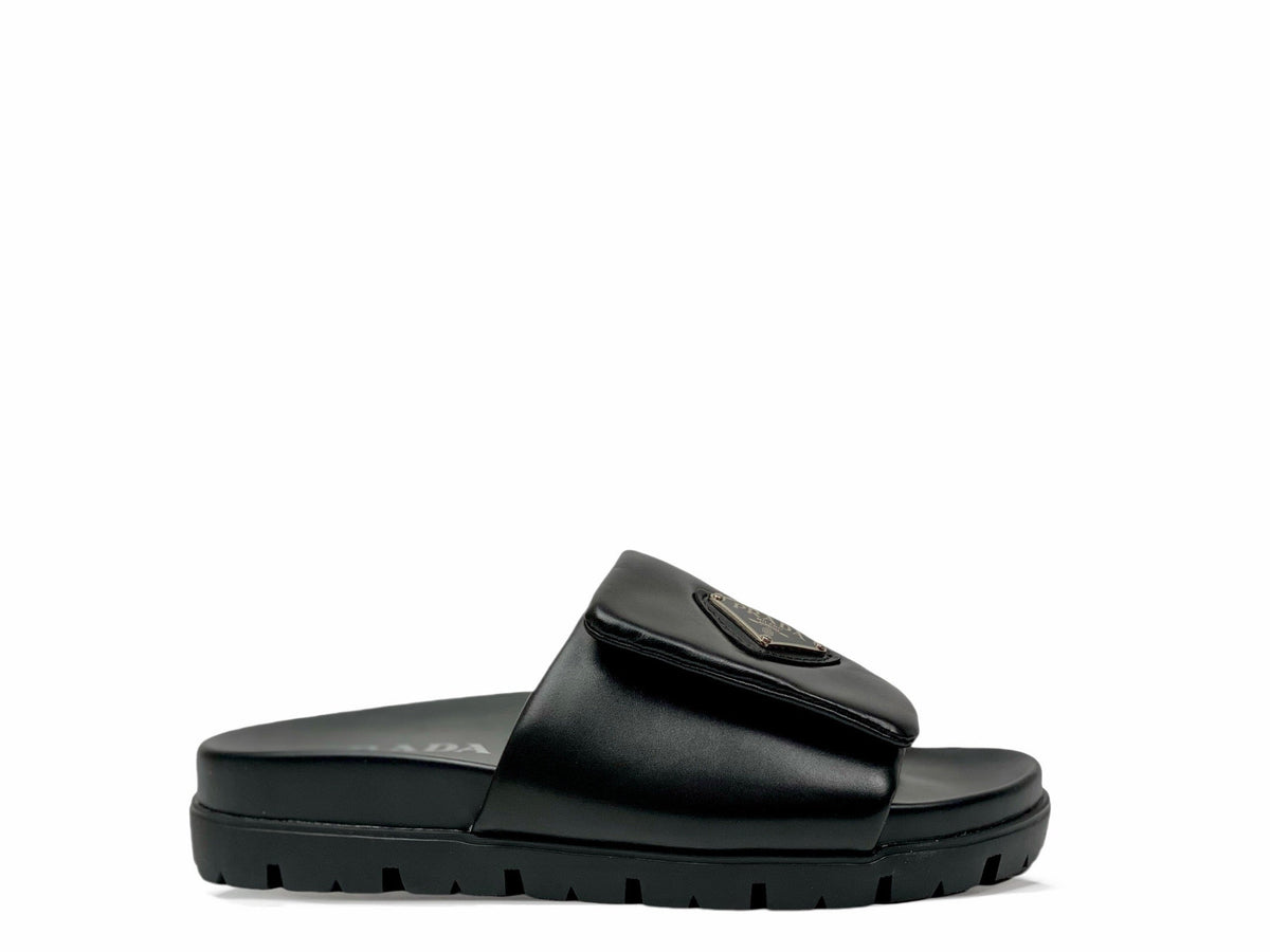 Black Leather Logo Single Band - Men's