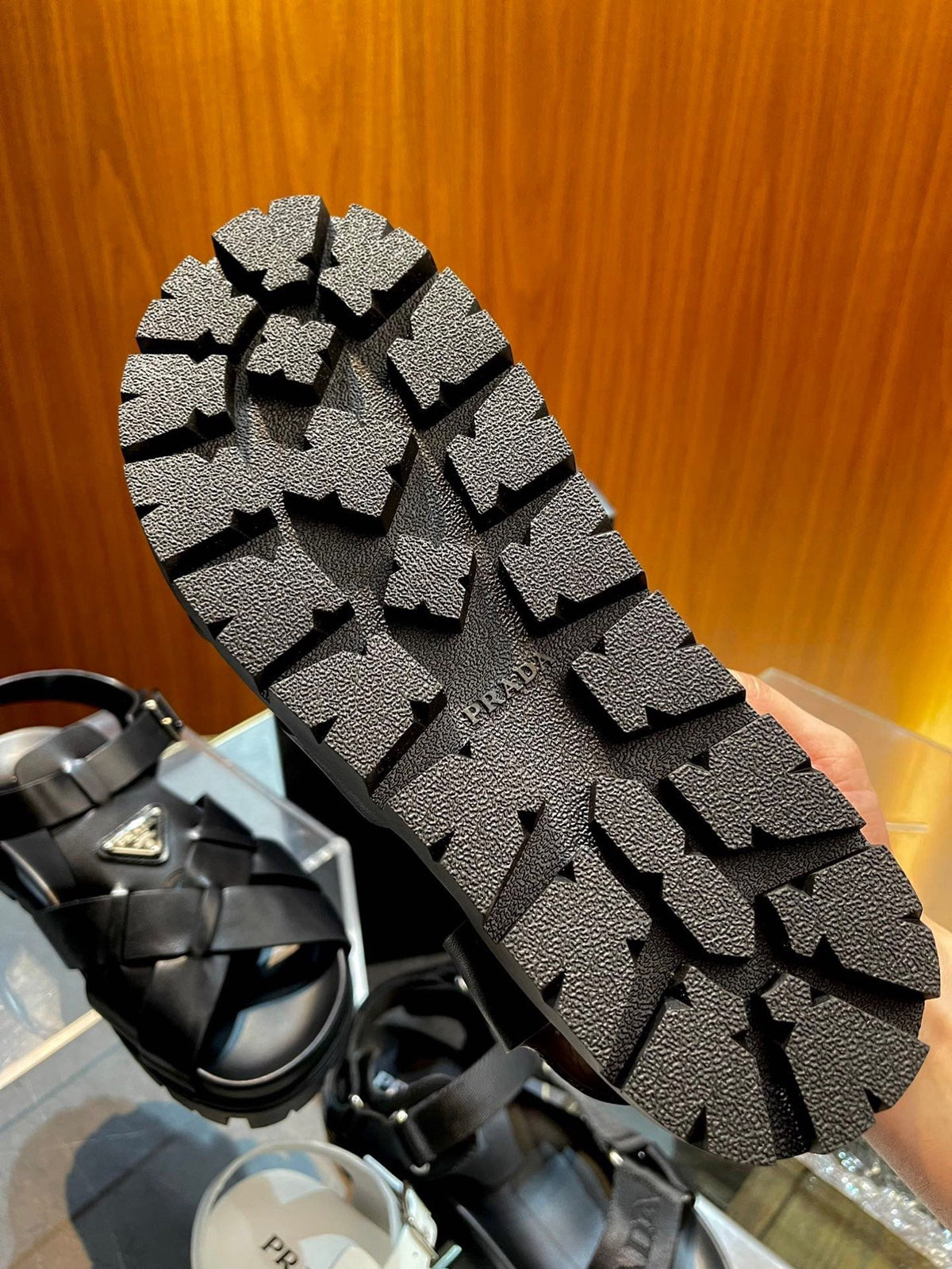 Black Leather Plain Crossover Sandal - Men's
