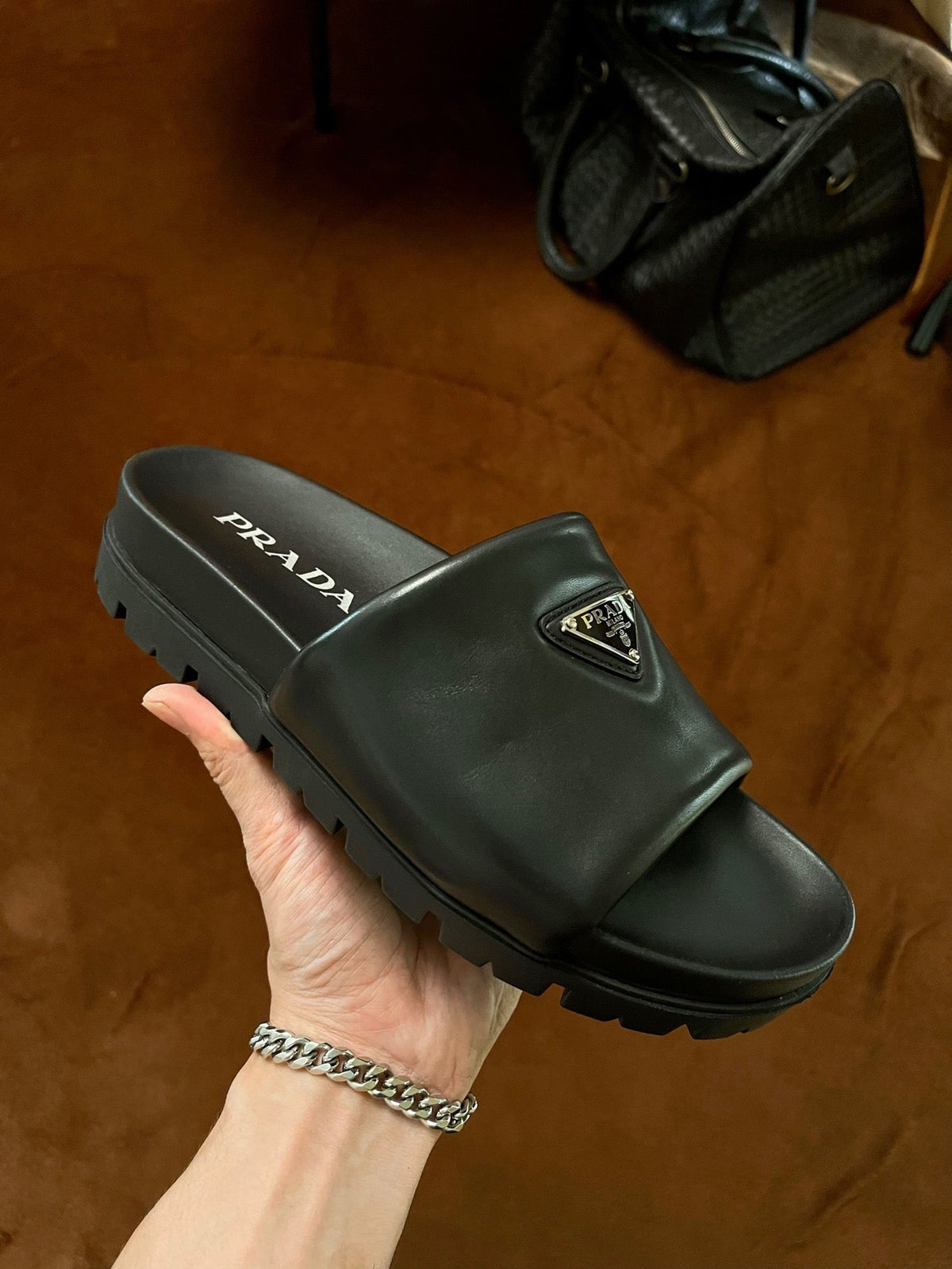 Black Rubber Lug Sole Single Band - Men's