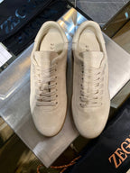 Camel Suede Embossed Low-Top - Men's