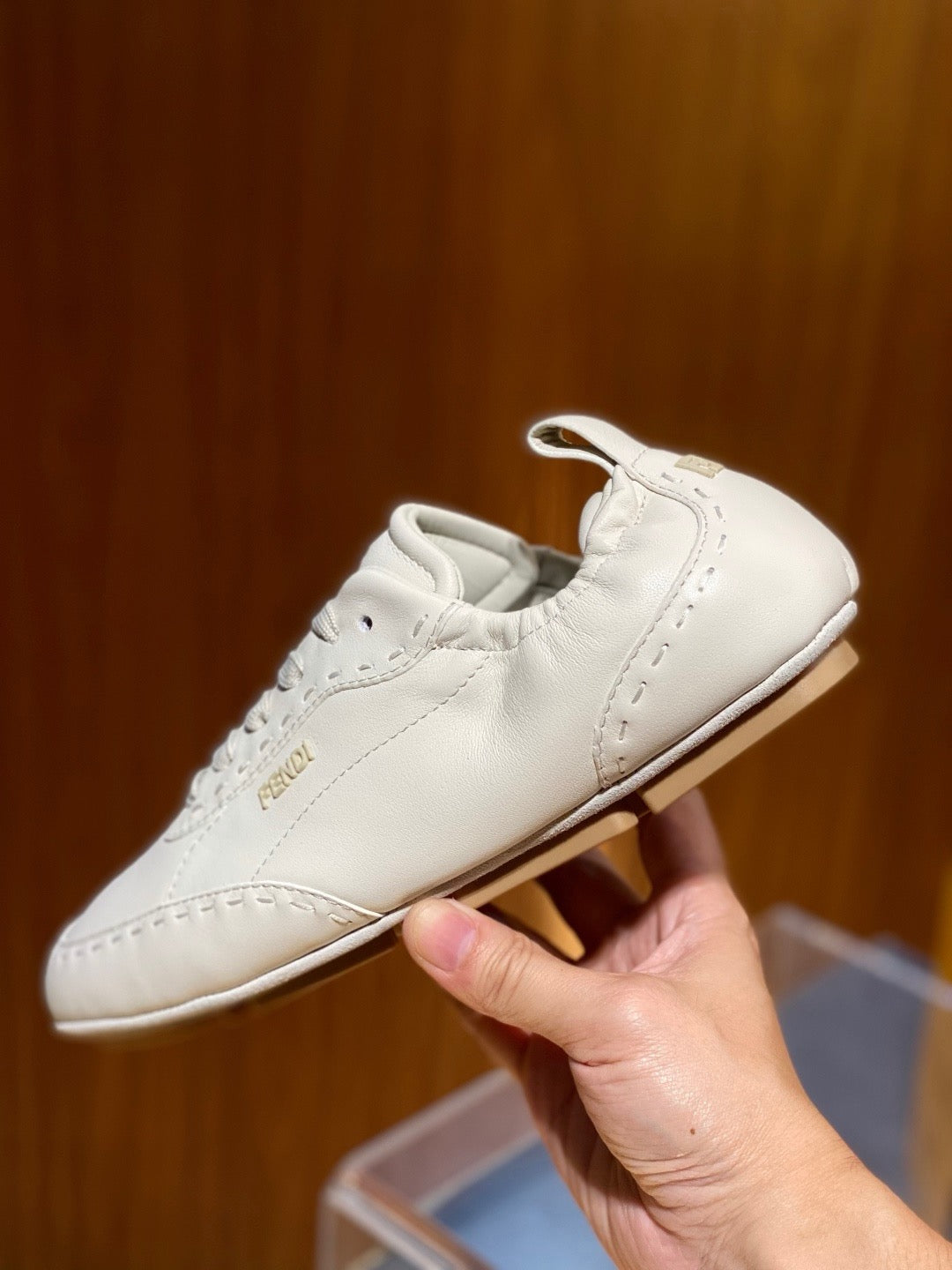 Brown Leather Embossed Low-Top - Men's