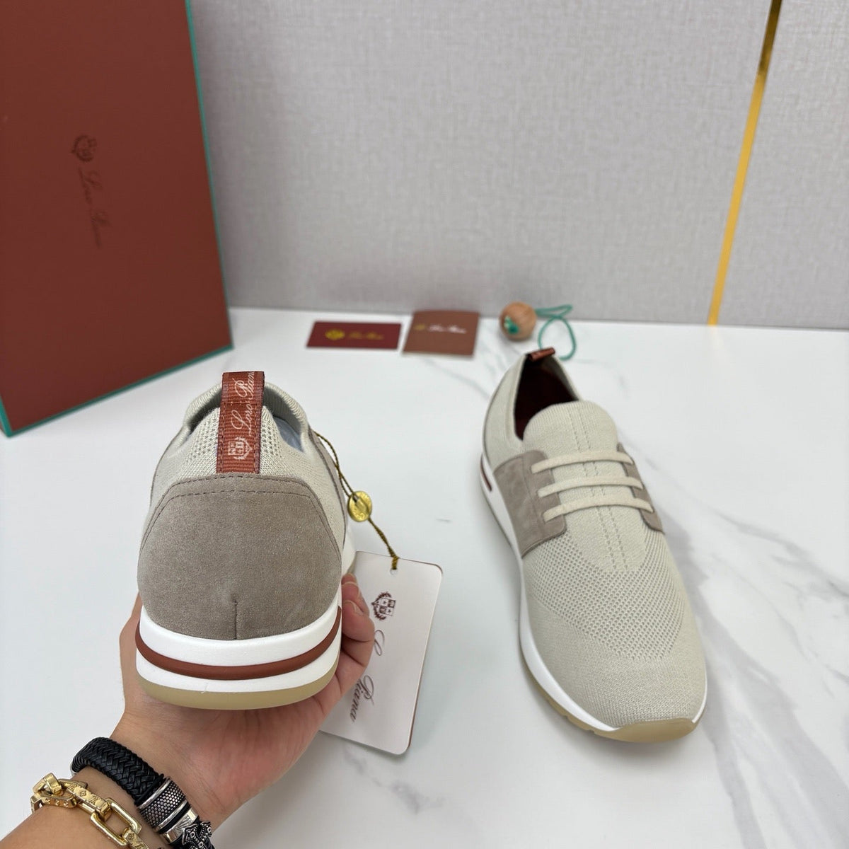 Burgundy Knit Tonal Low-Top - Men's