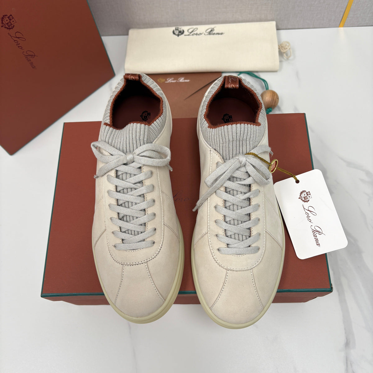 Cream Leather Cupsole Low-Top - Men's