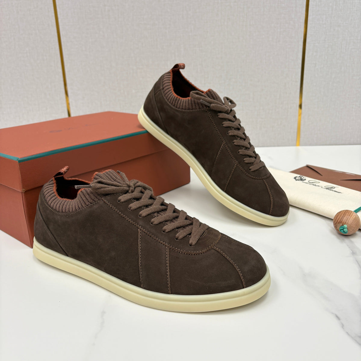 Cream Leather Cupsole Low-Top - Men's