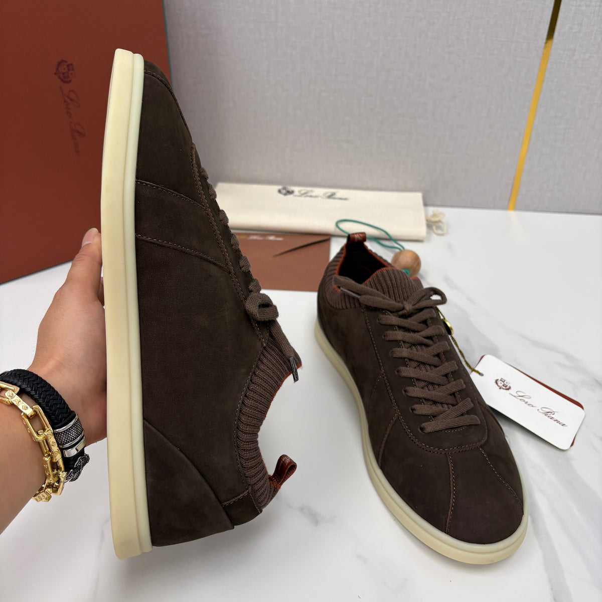 Cream Leather Cupsole Low-Top - Men's