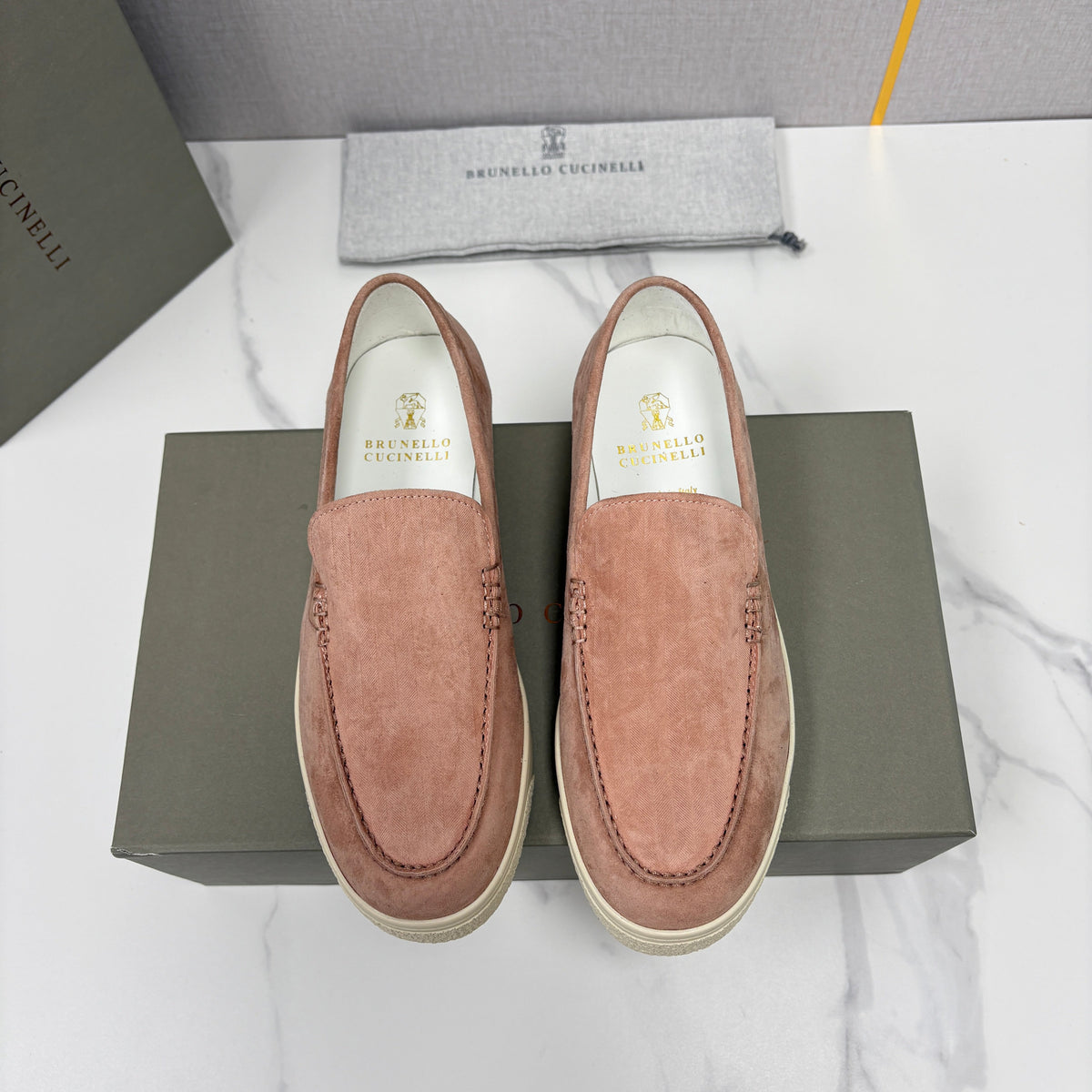 Pink Suede Rubber Sole Loafer - Men's