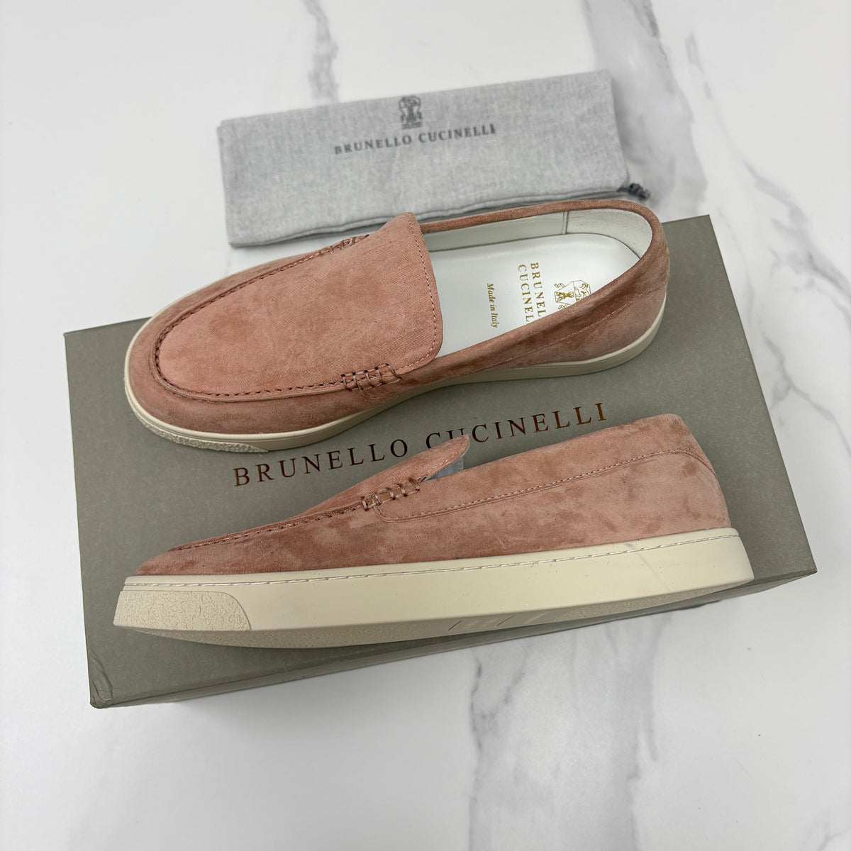 Pink Suede Rubber Sole Loafer - Men's