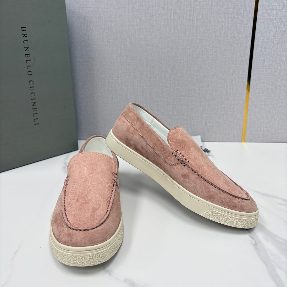 Pink Suede Rubber Sole Loafer - Men's
