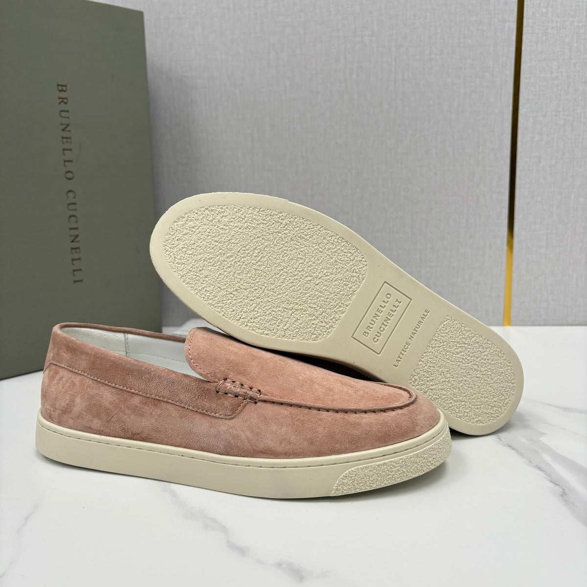 Pink Suede Rubber Sole Loafer - Men's