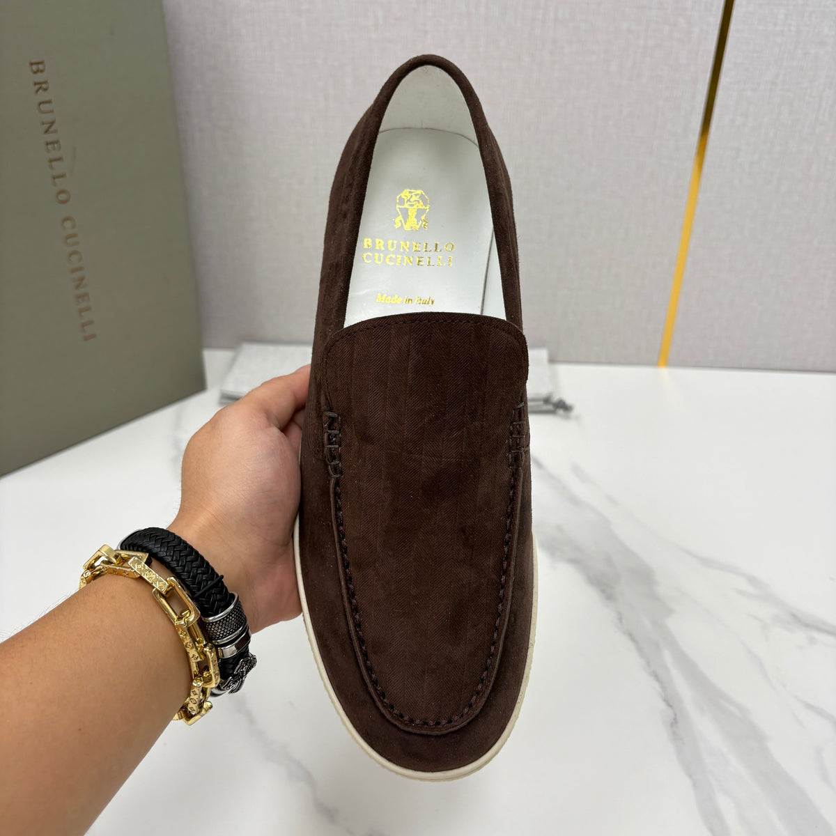 Pink Suede Rubber Sole Loafer - Men's