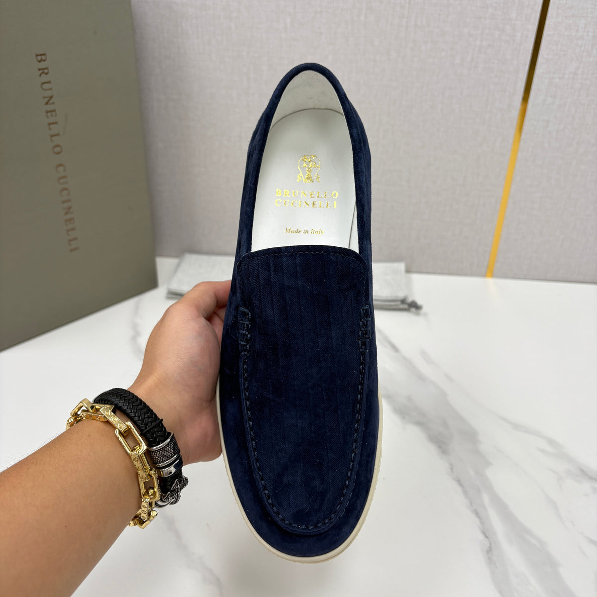 Pink Suede Rubber Sole Loafer - Men's