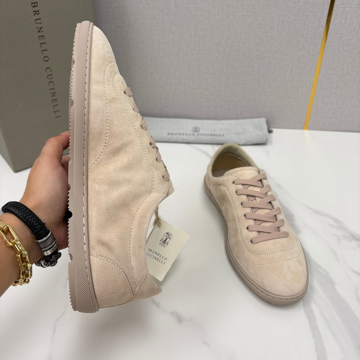 Navy Suede Cupsole Low-Top - Men's