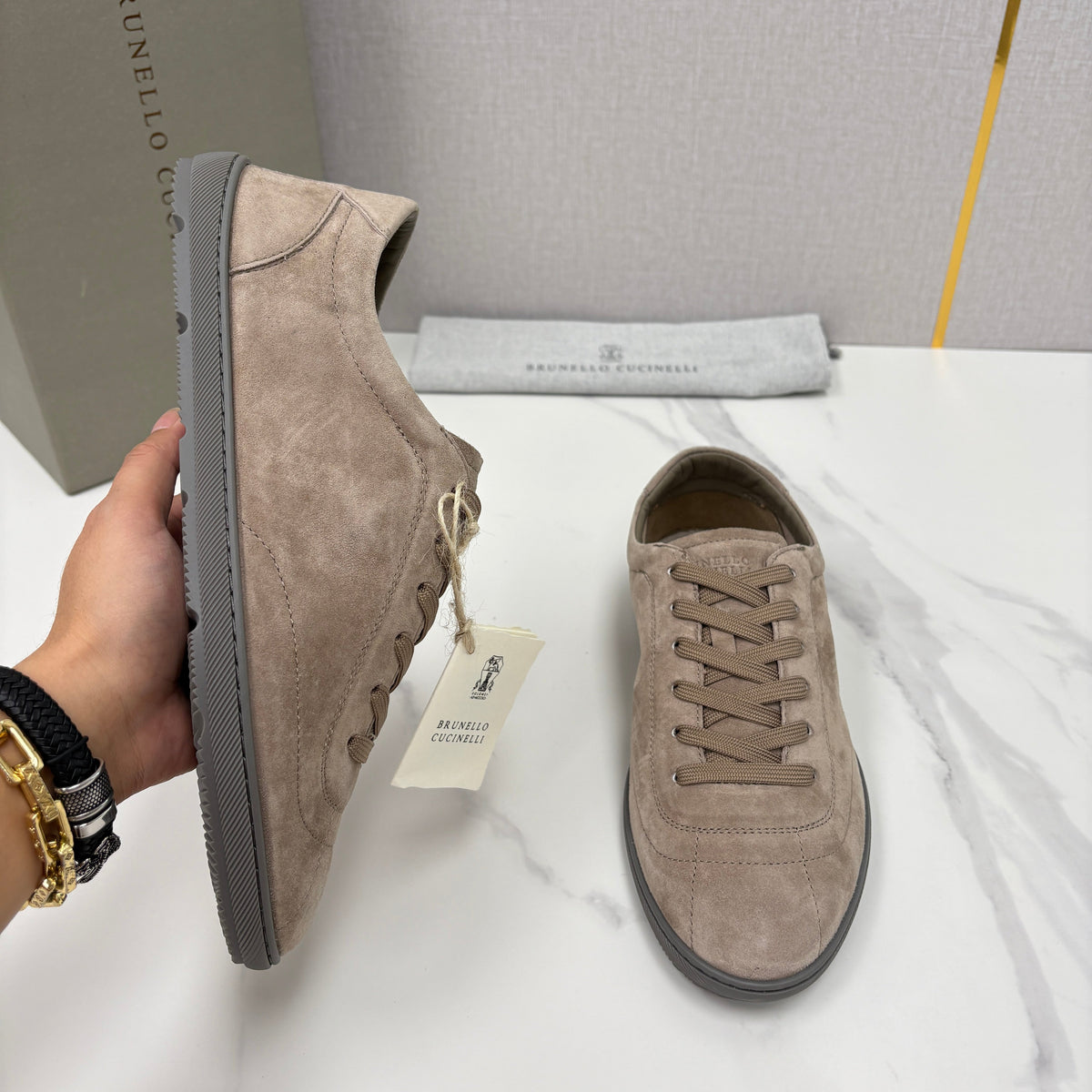 Navy Suede Cupsole Low-Top - Men's