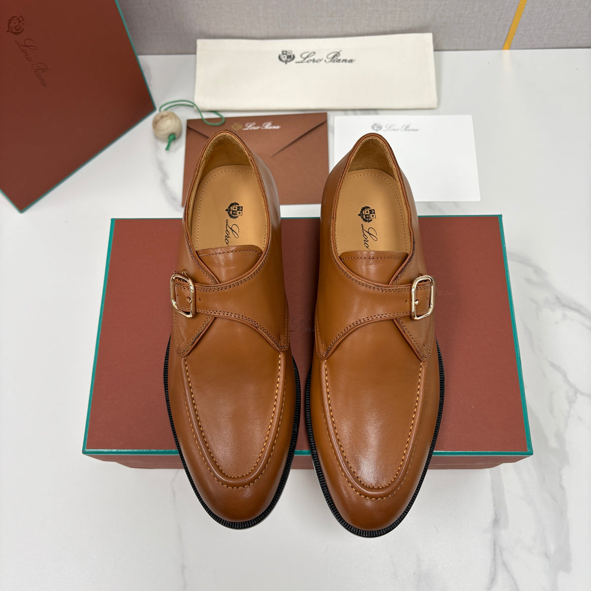 Black Leather Buckle Loafer - Men's