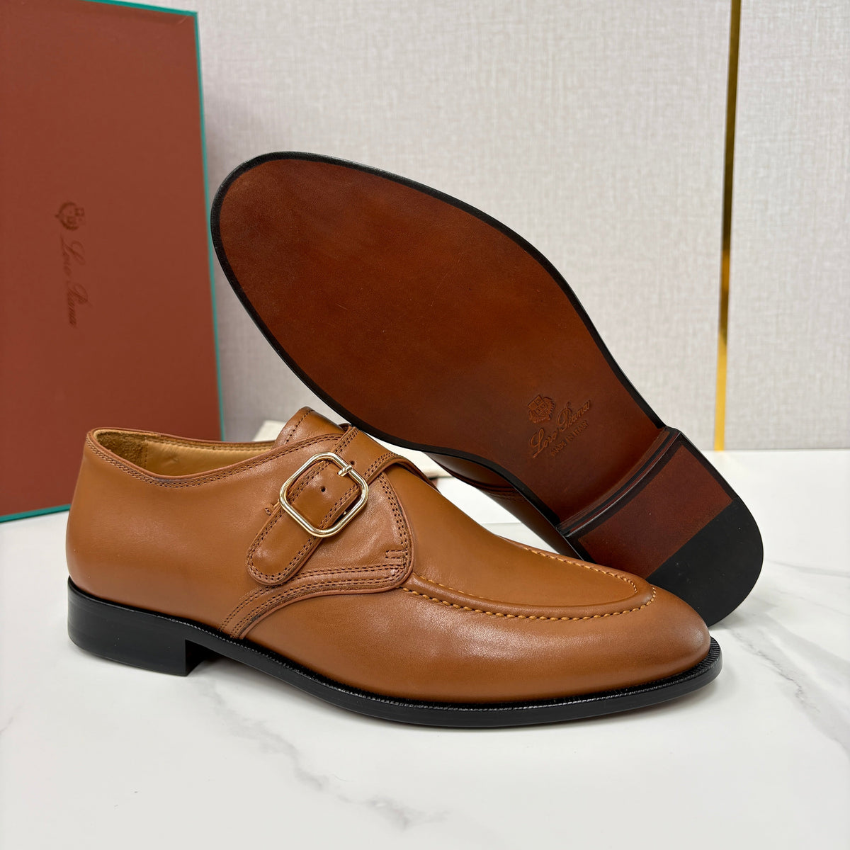Black Leather Buckle Loafer - Men's