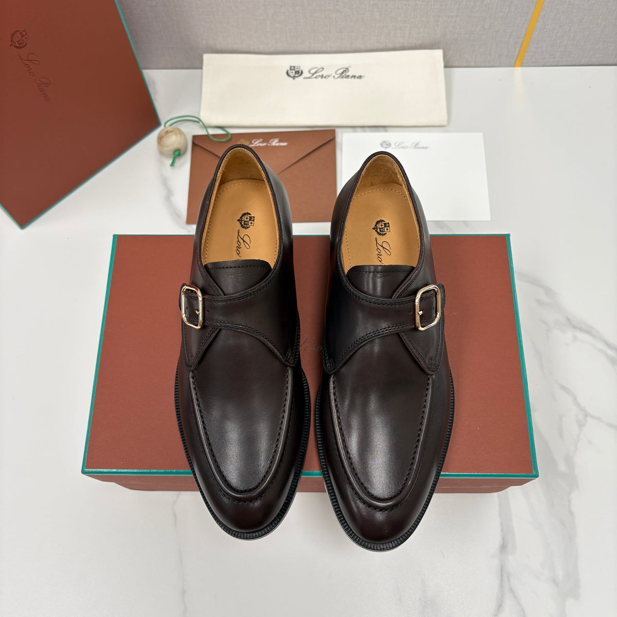Black Leather Buckle Loafer - Men's