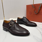 Black Leather Buckle Loafer - Men's