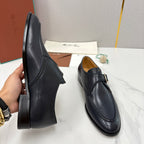 Black Leather Buckle Loafer - Men's
