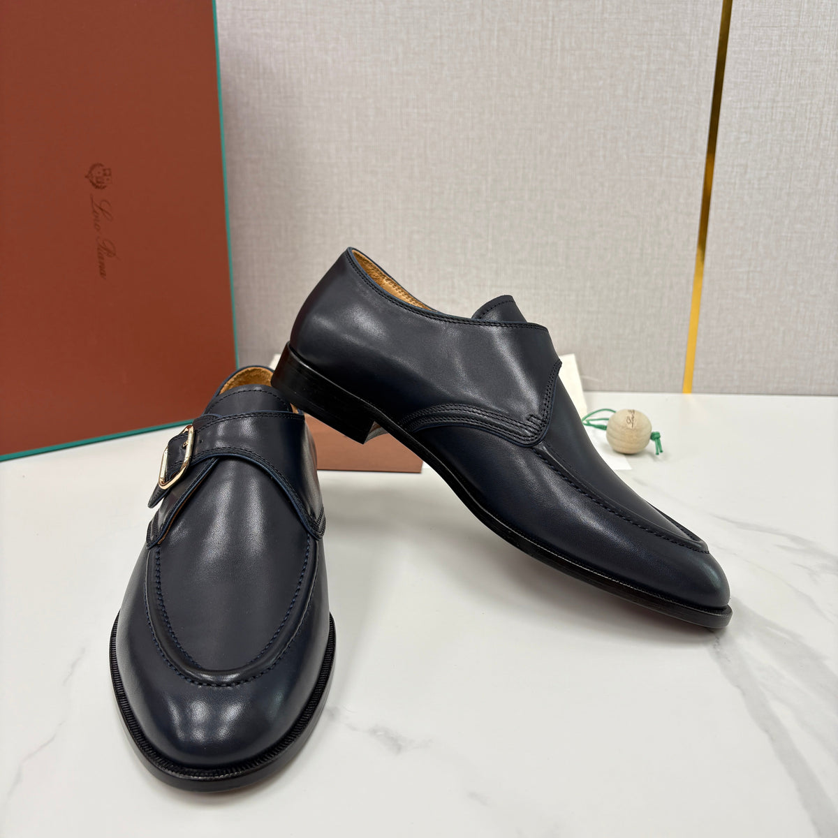 Black Leather Buckle Loafer - Men's