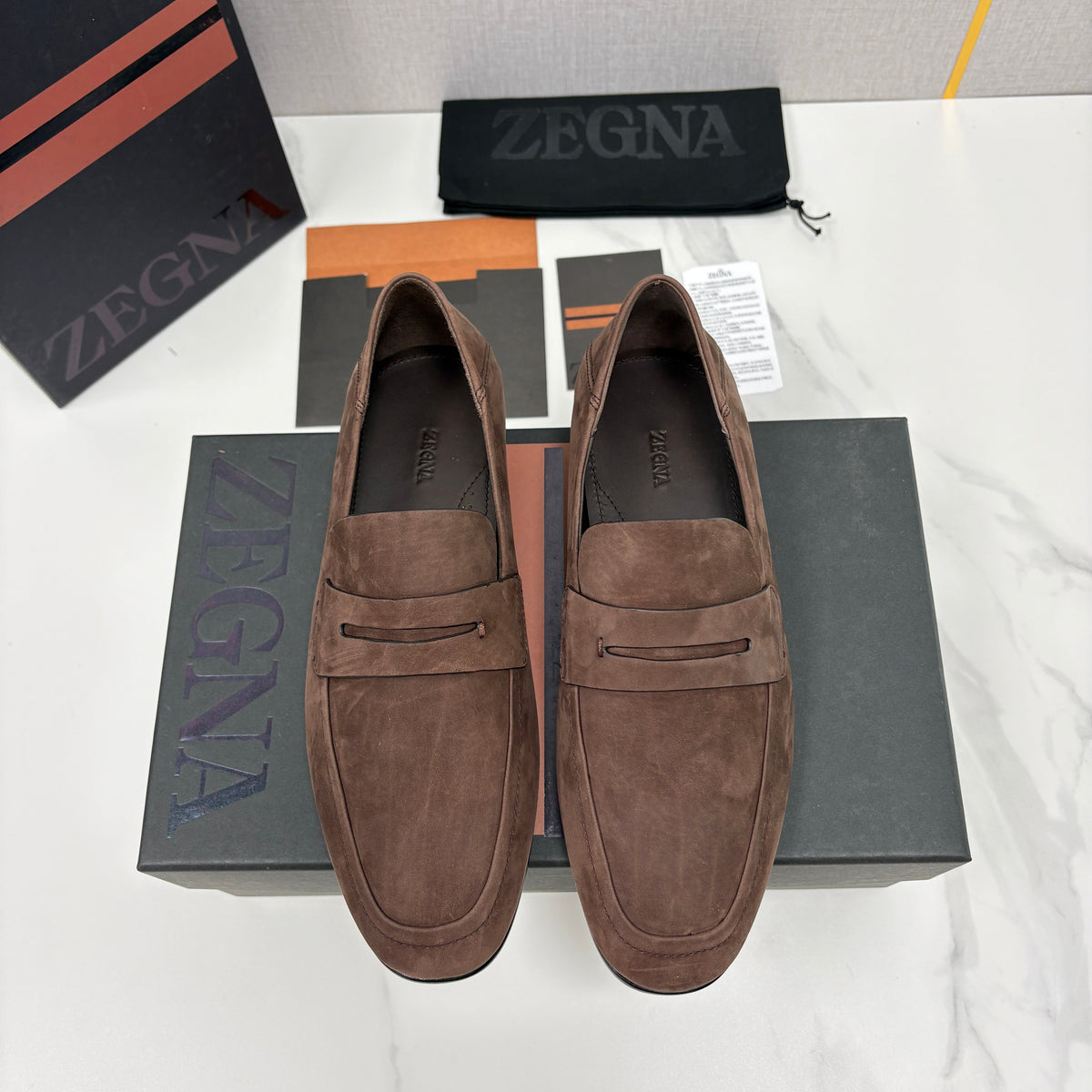 Brown Suede Plain Penny Loafer - Men's