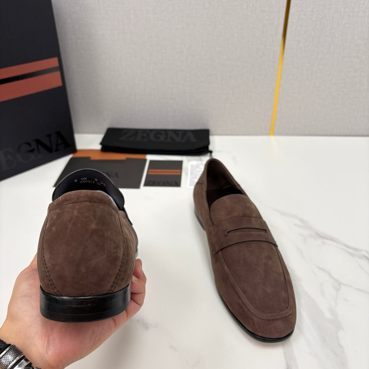 Brown Suede Plain Penny Loafer - Men's