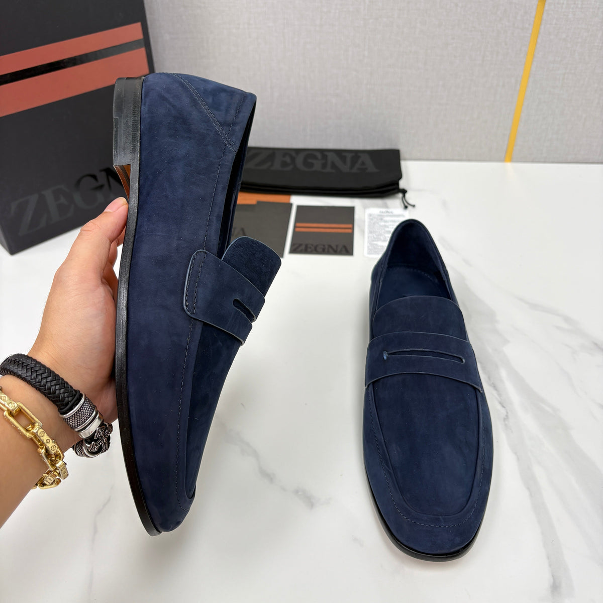 Brown Suede Plain Penny Loafer - Men's