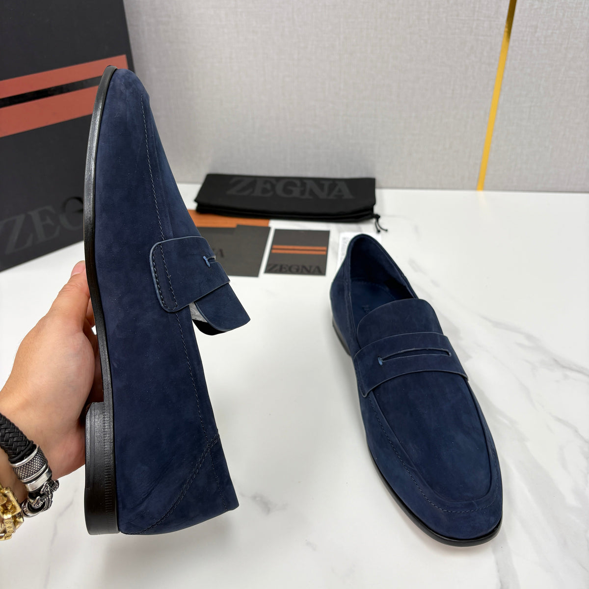 Brown Suede Plain Penny Loafer - Men's